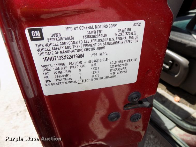 image for item GW9058 2002 Chevrolet TrailBlazer  SUV