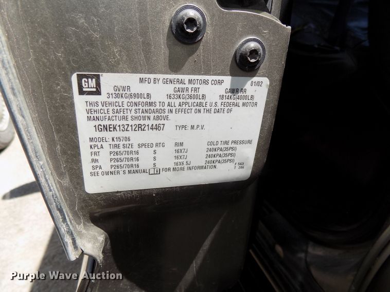 image for item GW9070 2002 Chevrolet Tahoe  SUV