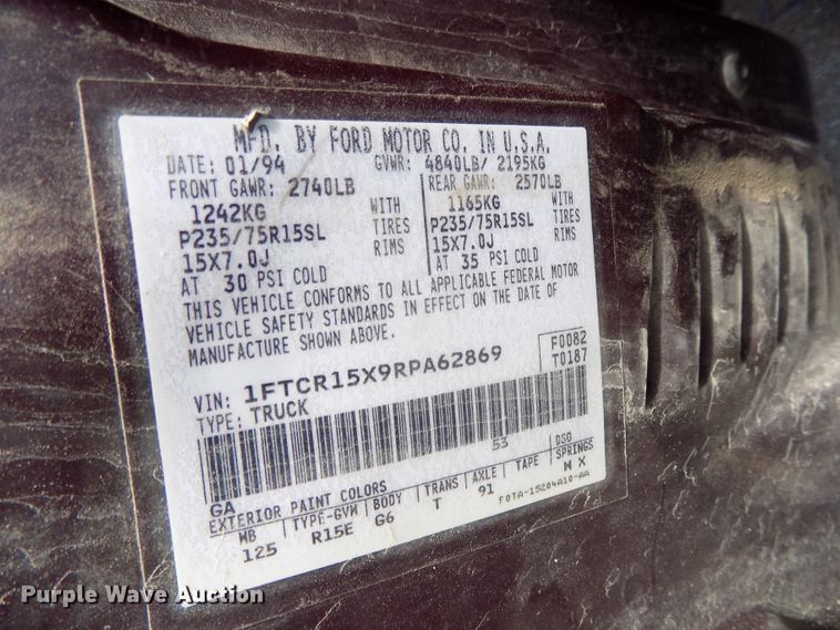 image for item GW9073 1994 Ford Ranger  SuperCab pickup truck