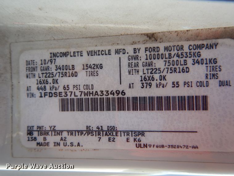 image for item GW9890 1998 Ford Econoline E350  box truck