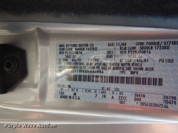 image for item GW9891 2005 Ford E150  van