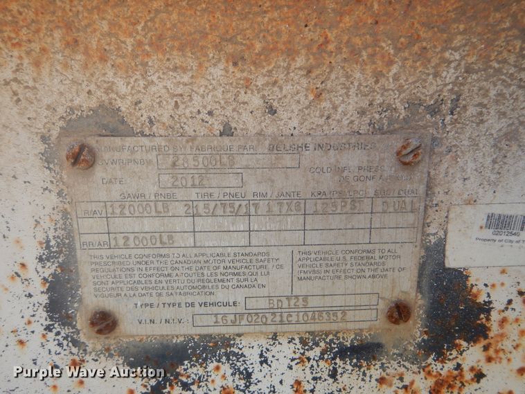 image for item GY9840 2012 Belshe BDT25 equipment trailer