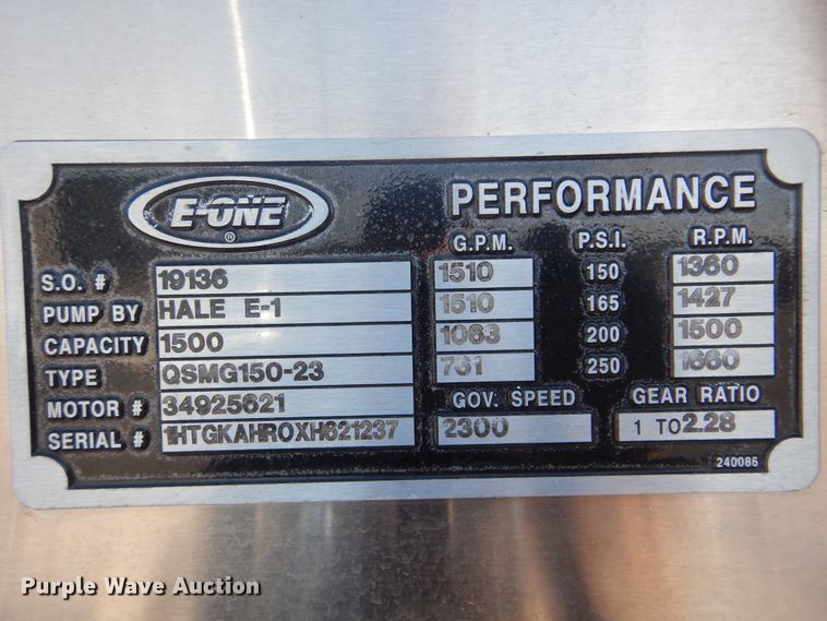 image for item GY9849 1999 International 2674 fire truck