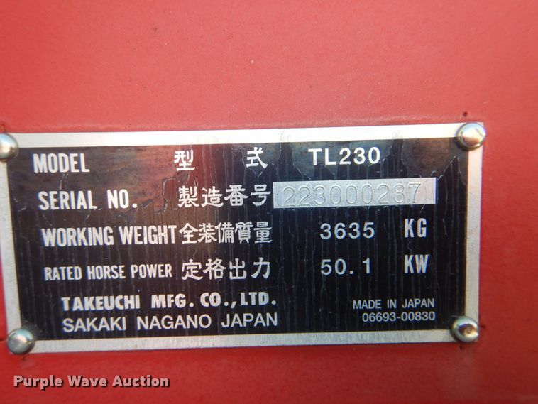 image for item GY9851 Takeuchi TL230  tracked skid steer loader