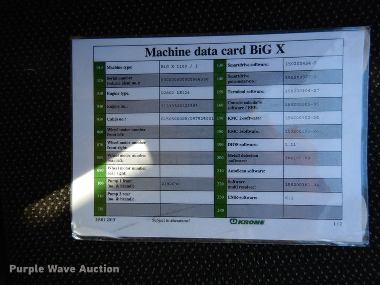 image for item DI0097 2013 Krone Big X 1100 forage harvester