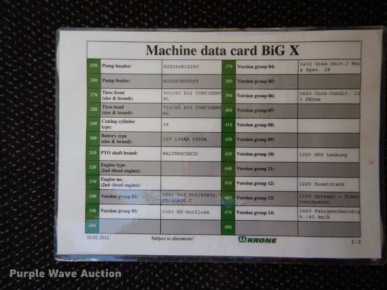 image for item DI0098 2012 Krone Big X 1100 forage harvester