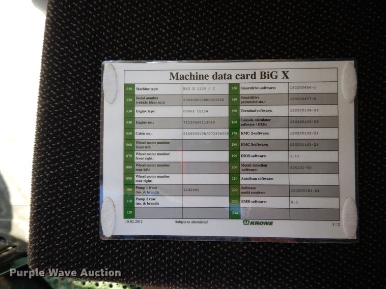image for item DI0098 2012 Krone Big X 1100 forage harvester