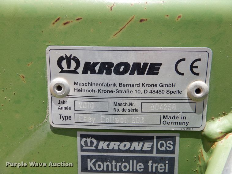 image for item DI0101 2010 Krone Easy Collect 903 forage head