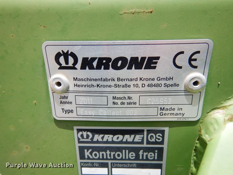 image for item DI0102 2011 Krone Easy Collect 903 forage head