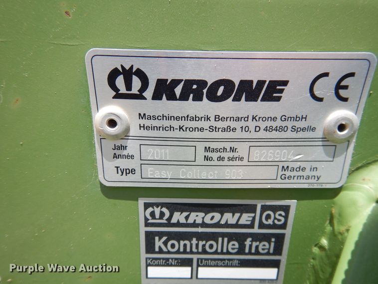 image for item DI0103 2011 Krone Easy Collect 903 forage head