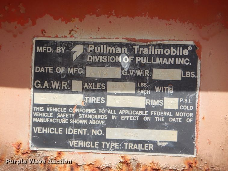 image for item GN9303 1978 Pullman flatbed trailer