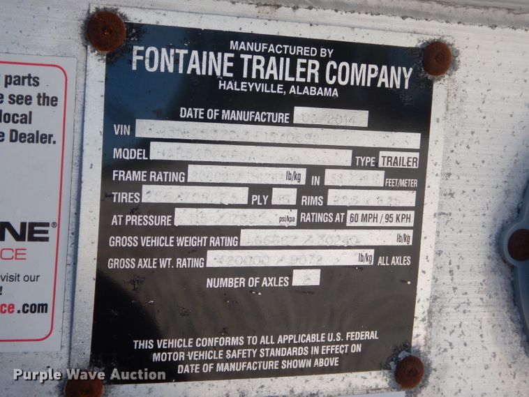 image for item GN9340 2015 Fontaine HAR52D22RSA drop deck trailer