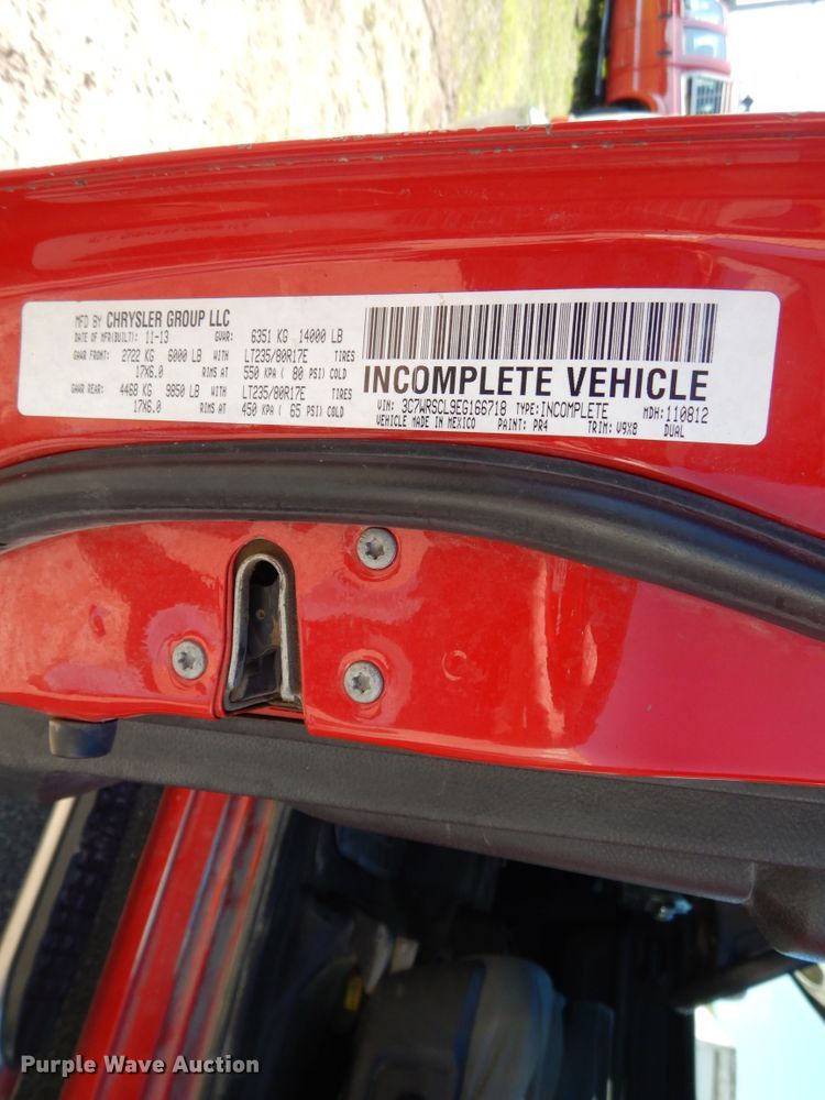 image for item DE5651 2014 Dodge Ram 3500HD  Crew Cab utility bed pickup truck