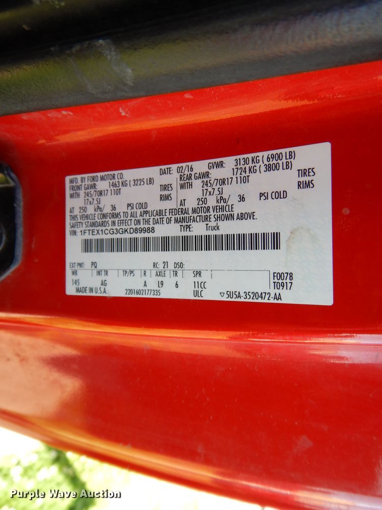 image for item DE5653 2016 Ford F150  SuperCab pickup truck