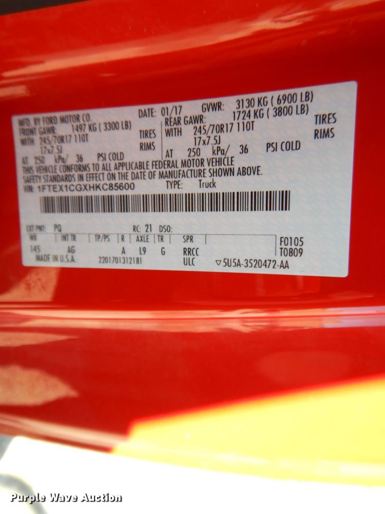 image for item DE5654 2017 Ford F150  SuperCab pickup truck