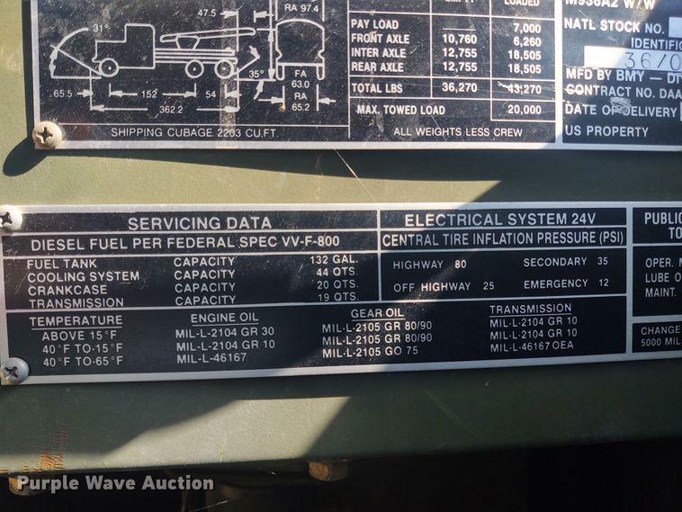 image for item DE6909 1991 Harsco M932A  wrecker truck