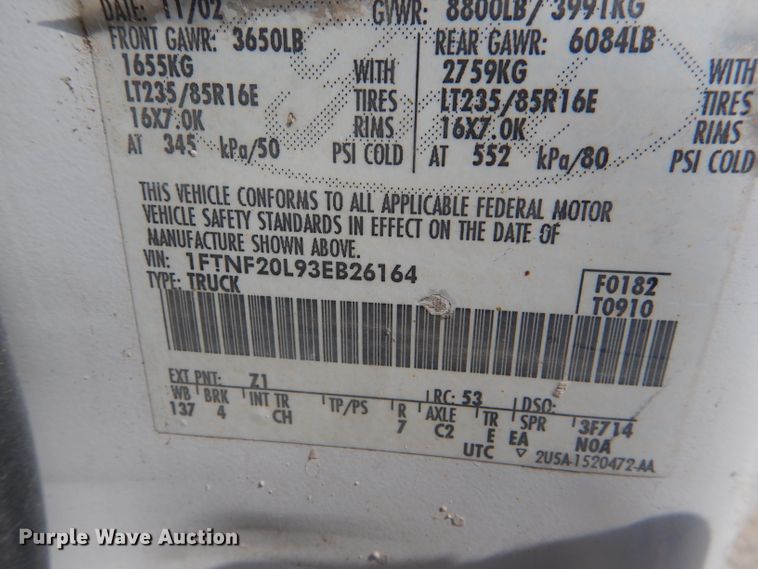 image for item DF3145 2003 Ford F250 Super Duty XL  pickup truck