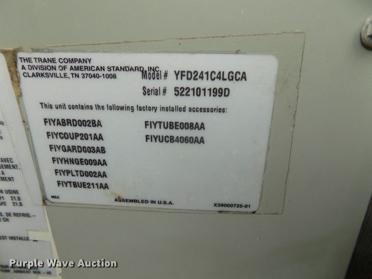 image for item DG2585 2005 Trane YCD241C4LGCA roof top air conditioner