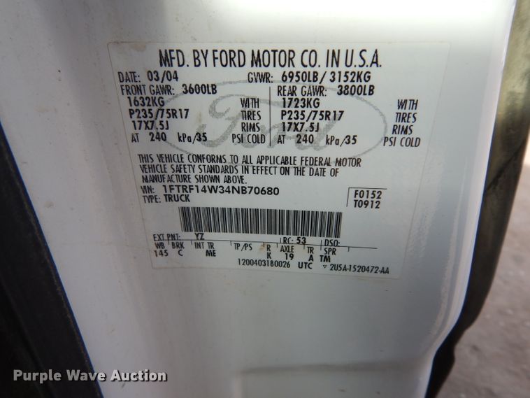 image for item DG6406 2004 Ford F150  pickup truck