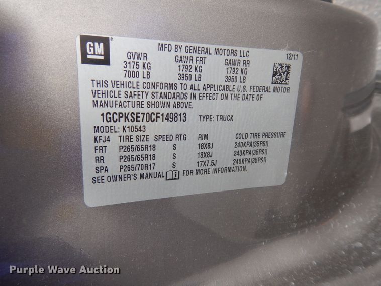 image for item DG6496 2012 Chevrolet Silverado 1500  Crew Cab pickup truck