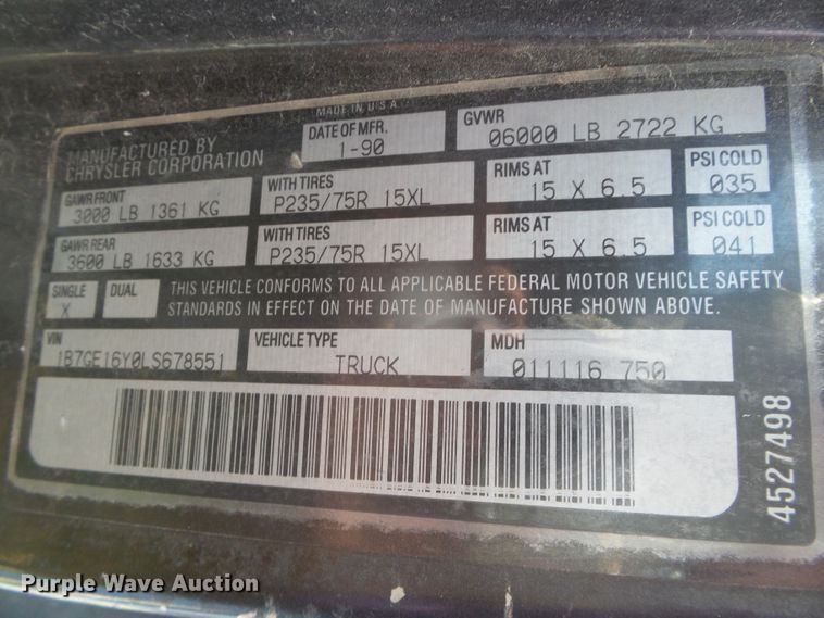 image for item DH4887 1990 Dodge D150  pickup truck