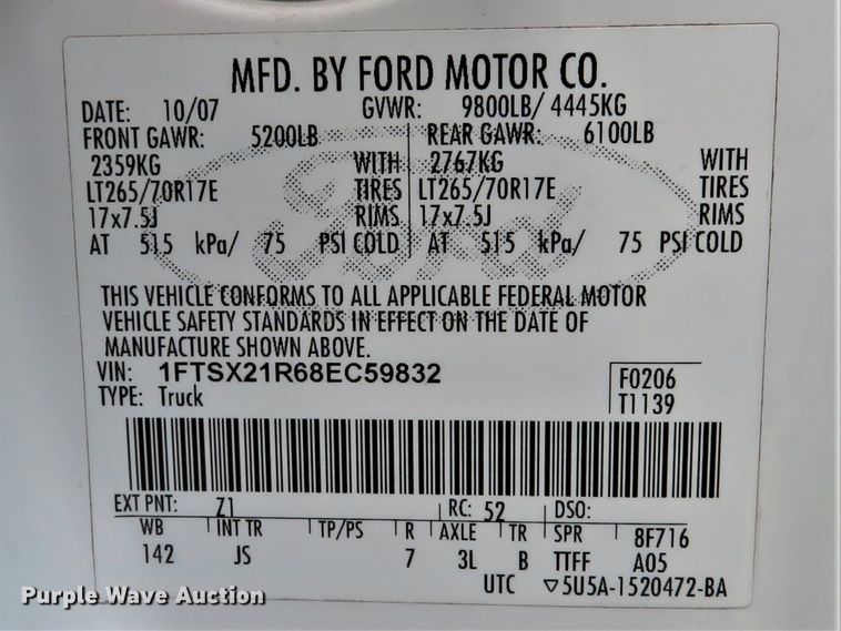 image for item DI2155 2008 Ford F250 Super Duty XL  SuperCab pickup truck