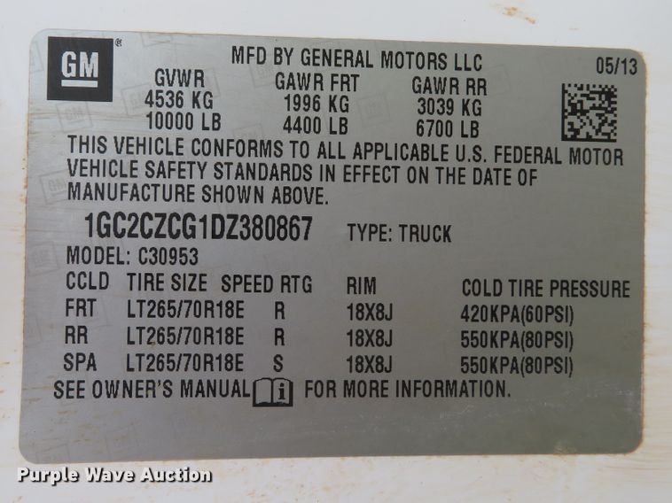 image for item DI2203 2013 Chevrolet Silverado 3500HD  Ext. Cab pickup truck