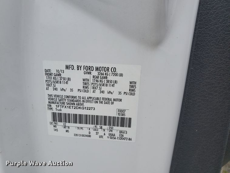 image for item GB9990 2013 Ford F150 XLT  SuperCab pickup truck