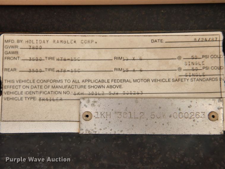 image for item GD9236 1987 Holiday Rambler Monitor DGL camper