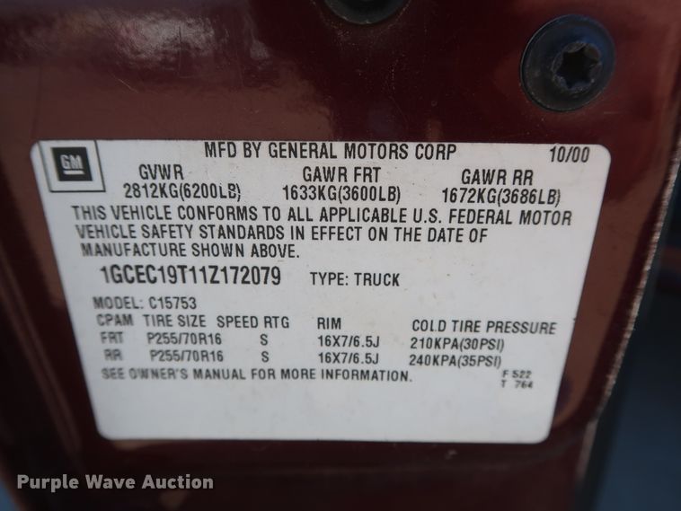 image for item GD9809 2001 Chevrolet Silverado 1500 Ext. Cab pickup truck