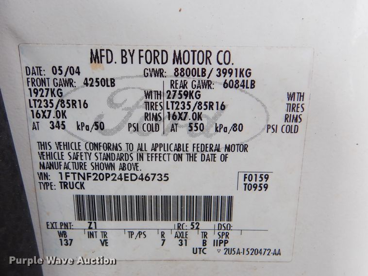 image for item GF9175 2004 Ford F250 Super Duty  pickup truck