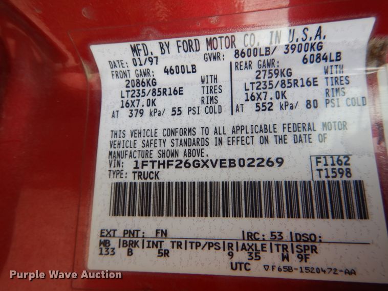 image for item GO9661 1997 Ford F250  pickup truck