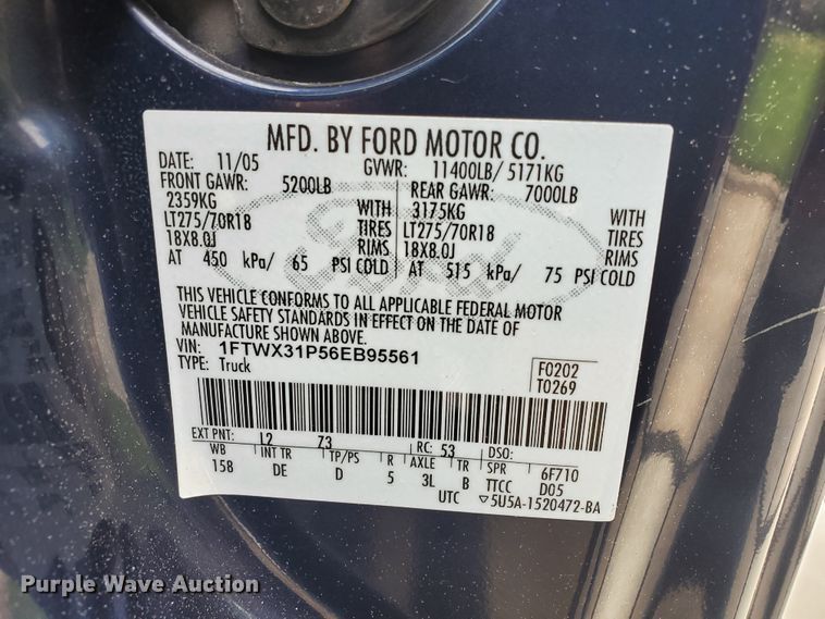 image for item GV9027 2006 Ford F350 Super Duty XLT  SuperCab pickup truck