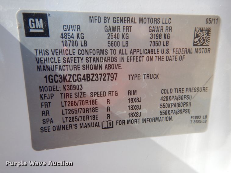 image for item GW9884 2011 Chevrolet Silverado 3500  pickup truck