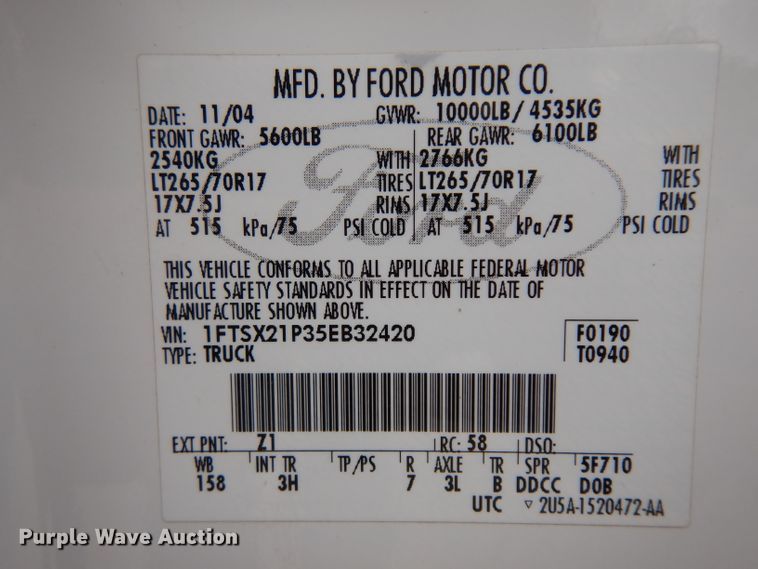 image for item GY9207 2005 Ford F250 Super Duty  SuperCab pickup truck