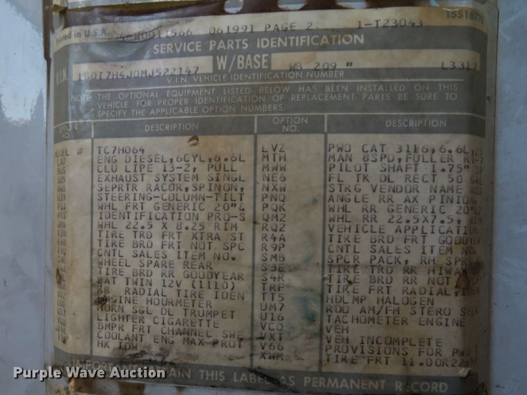 image for item DE8266 1991 GMC TopKick C6500 SL dump truck