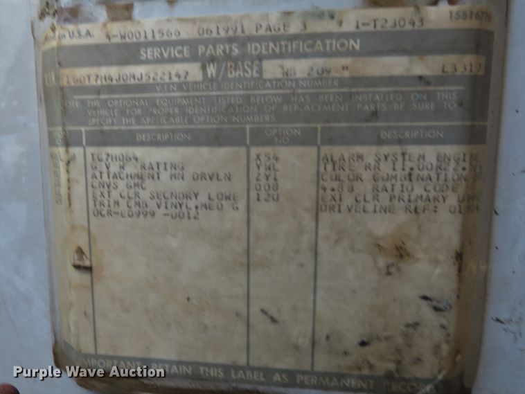 image for item DE8266 1991 GMC TopKick C6500 SL dump truck