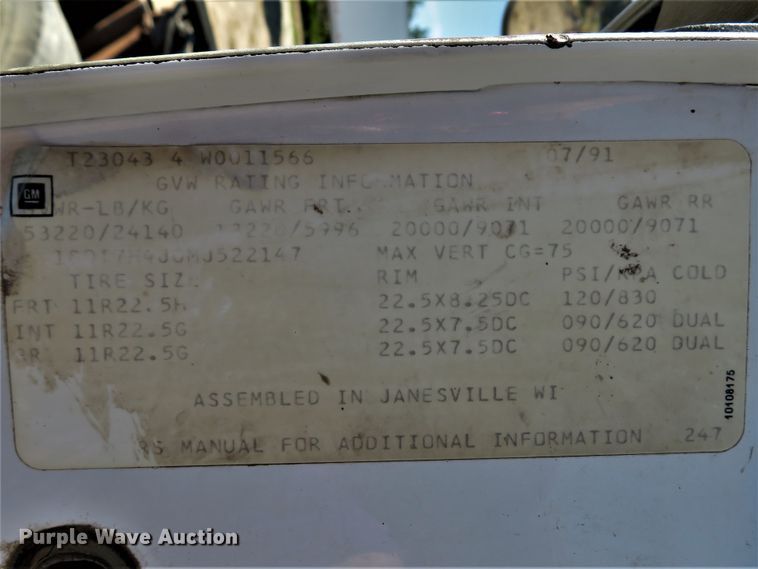 image for item DE8266 1991 GMC TopKick C6500 SL dump truck