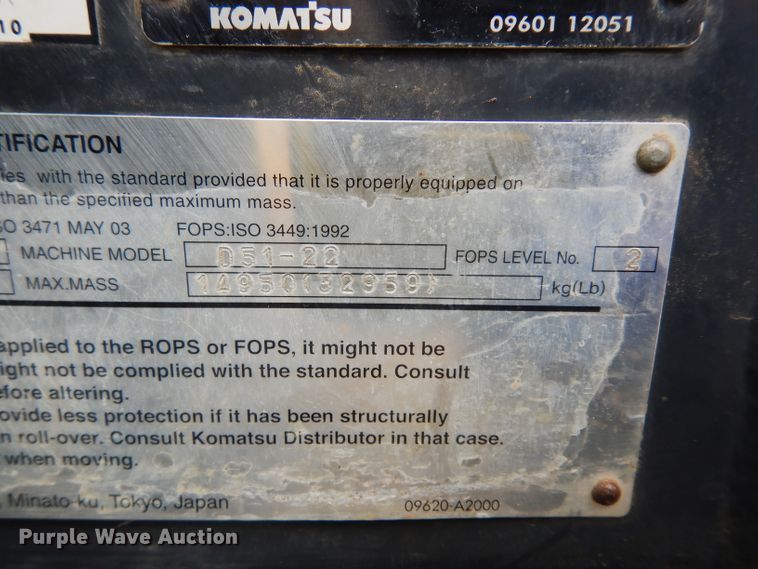 image for item DF4010 2009 Komatsu D51EX-22  Series 22 dozer