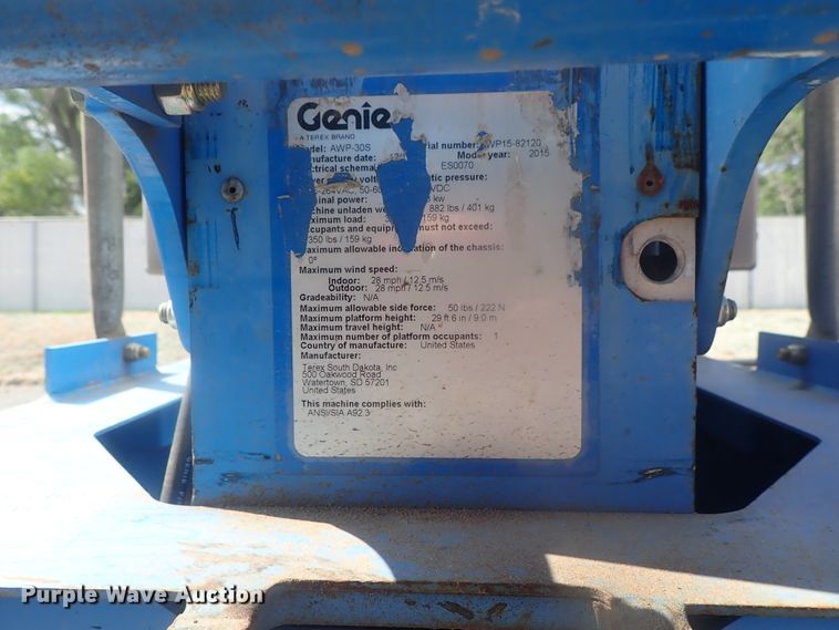 image for item DG3222 2015 Genie AWP-30S DC  vertical lift