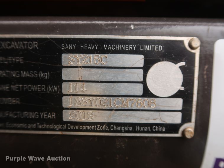 image for item DH0896 2013 Sany SY215C  excavator
