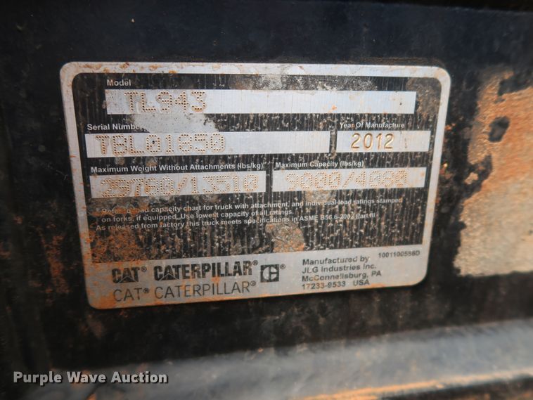 image for item DH0906 2012 Caterpillar TL943  telehandler