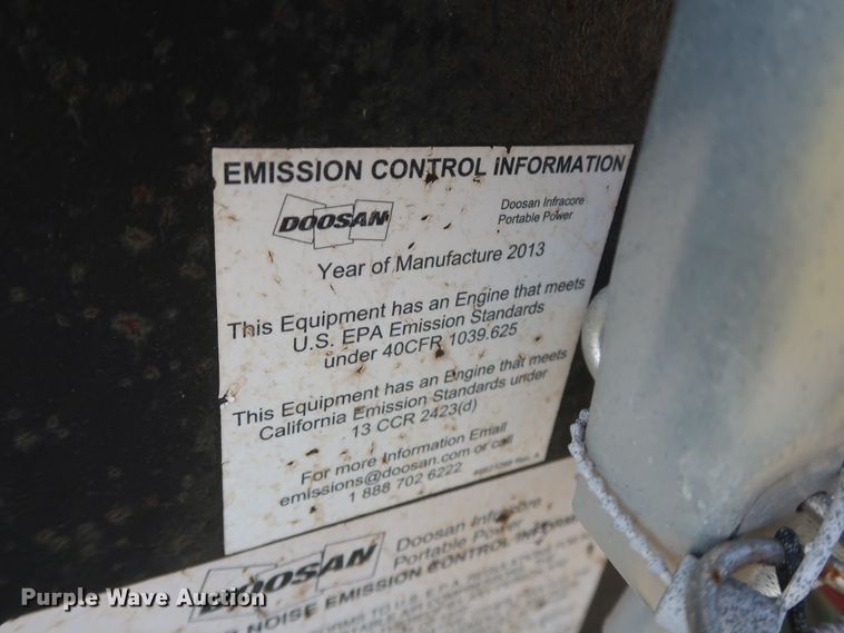 image for item DH0907 2014 Doosan C185WKUB-FX-T4I  air compressor