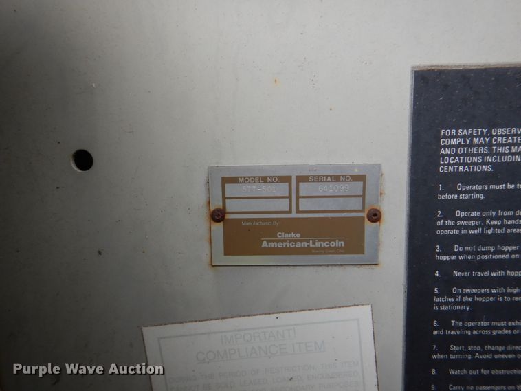 image for item DH5326 Clark 577-501 sweeper