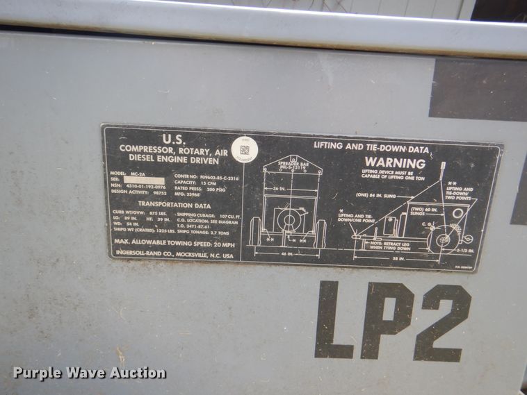 image for item DH5330 1991 Ingersoll Rand MC-2A air compressor
