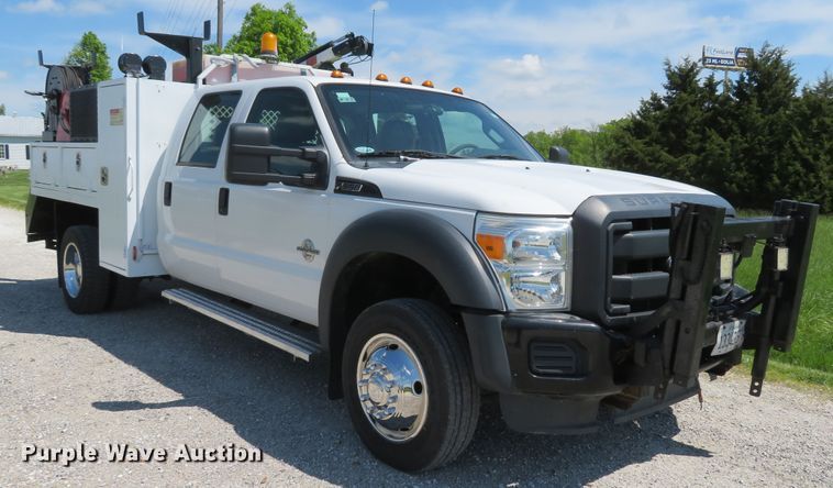 image for item DI2187 2012 Ford F550 Super Duty XL Crew Cab utility bed truck with crane