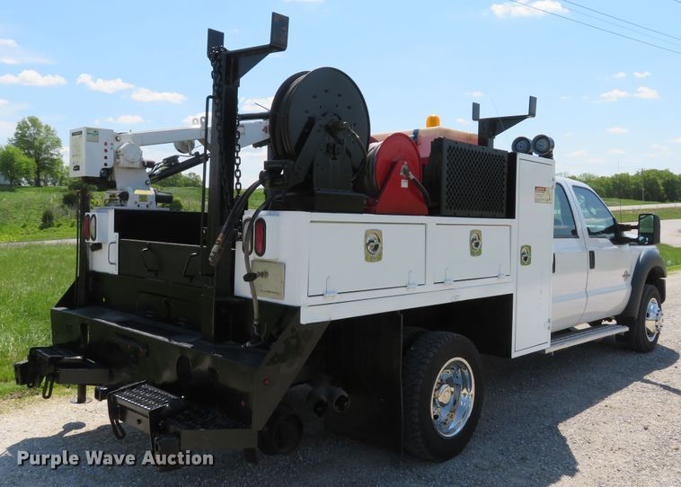 image for item DI2187 2012 Ford F550 Super Duty XL Crew Cab utility bed truck with crane