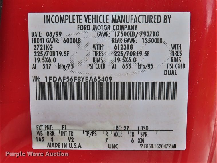 image for item DI2205 2000 Ford F550 Super Duty XL  service truck
