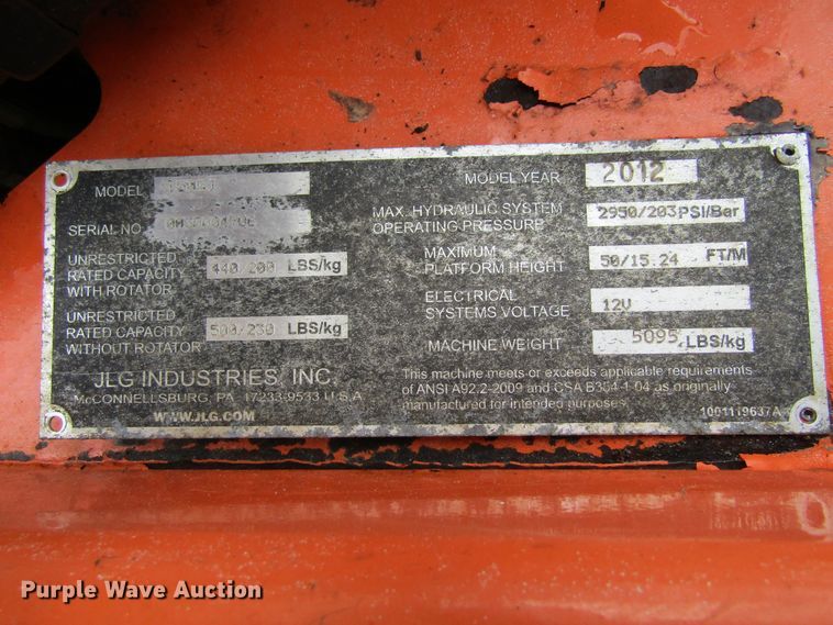 image for item FD9437 2012 JLG T500J  boom lift