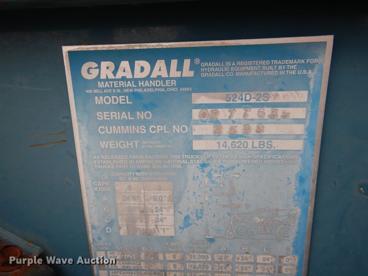 image for item GL9730 2000 Gradall 524D  telehandler